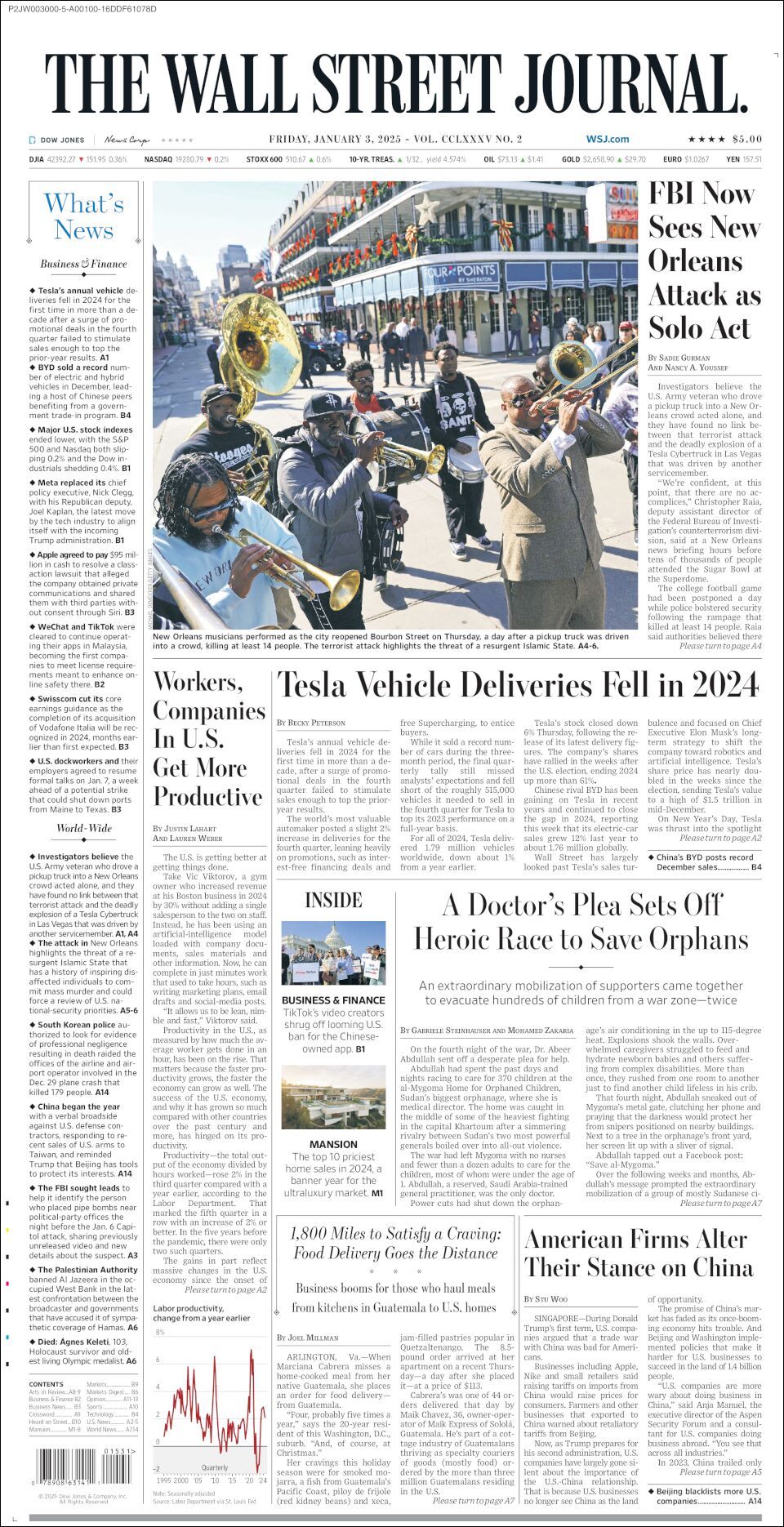 The Wall Street Journal, edición del viernes 03 de enero de 2025