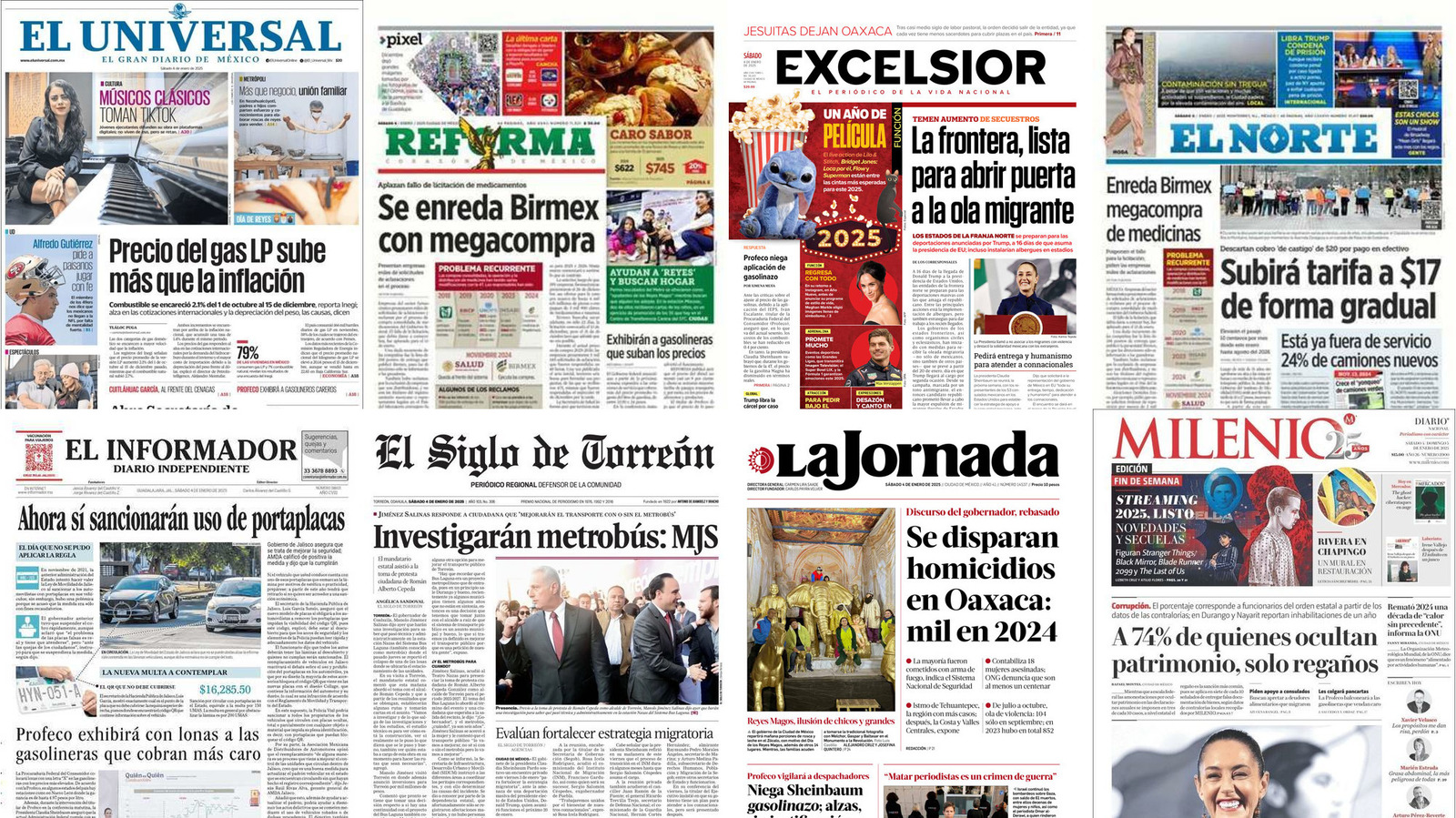 Portadas de periódicos impresos más importantes de México hoy