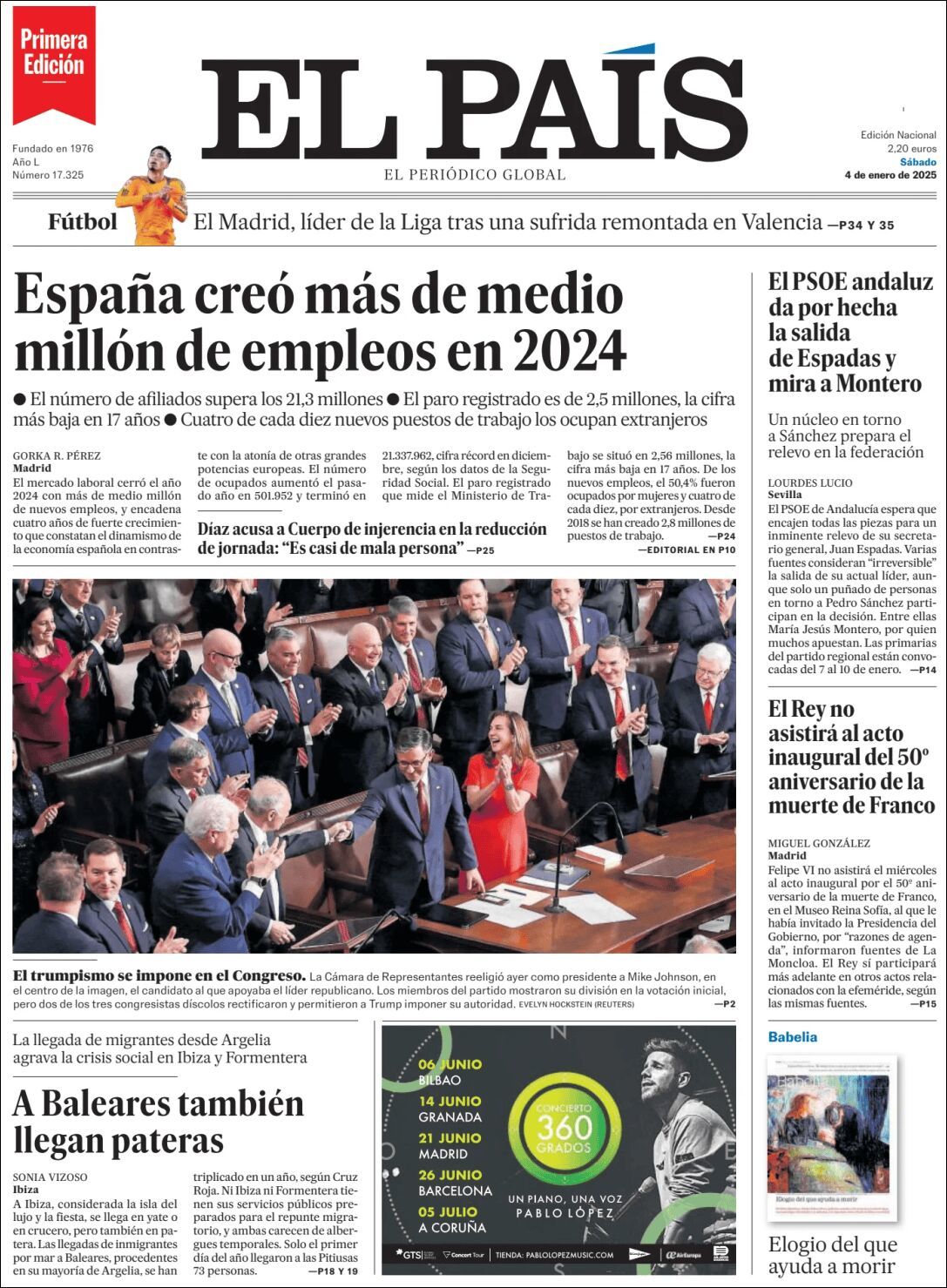 El País, edición del sábado 04 de enero de 2025