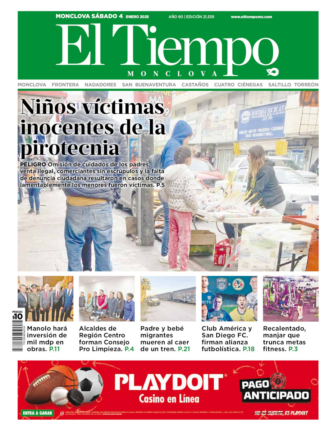 El Tiempo Monclova, edición del sábado 04 de enero de 2025