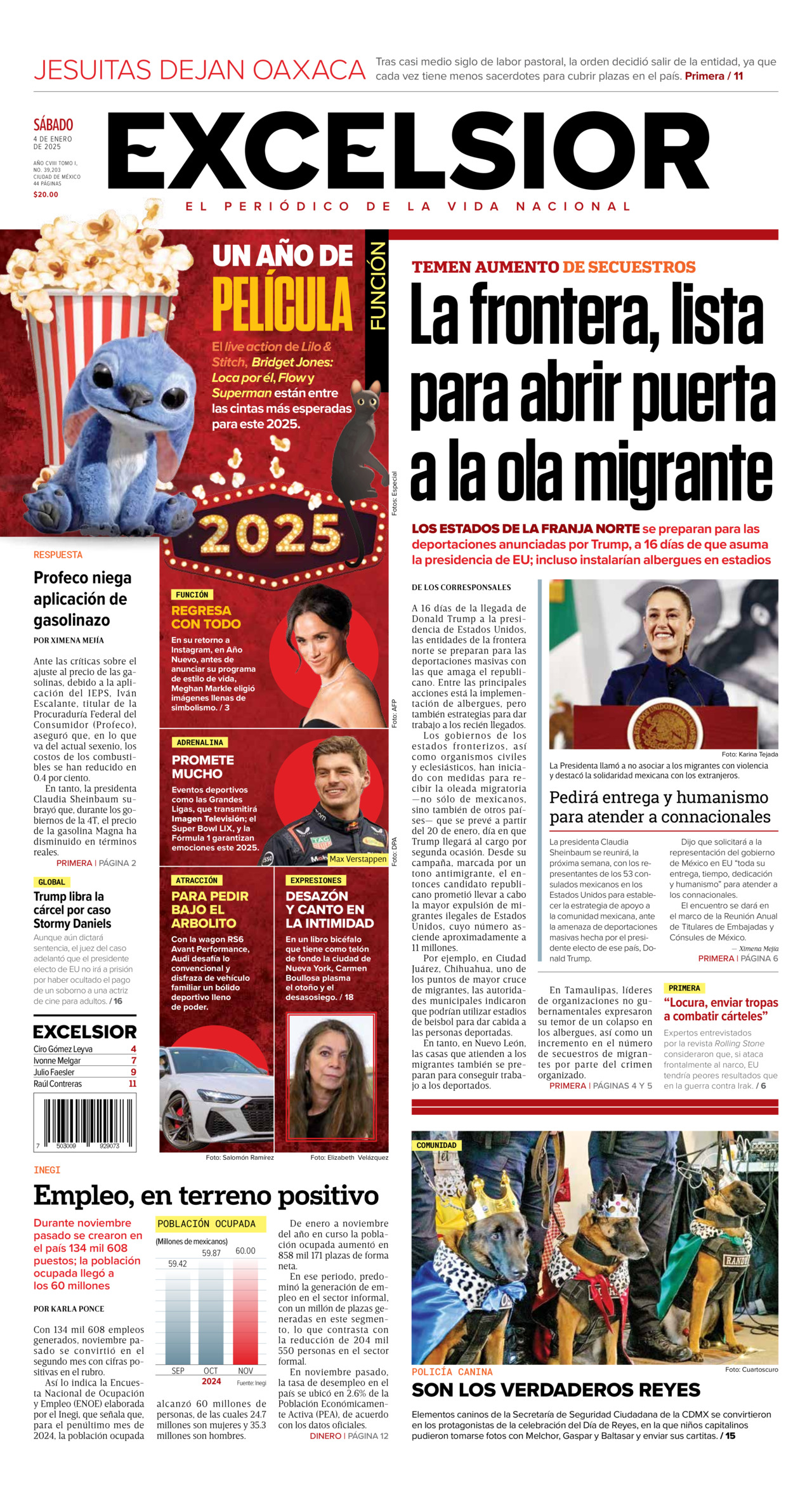 Excelsior, edición del sábado 04 de enero de 2025