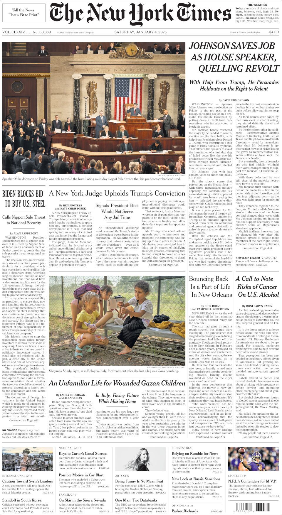 The New York Times, edición del sábado 04 de enero de 2025