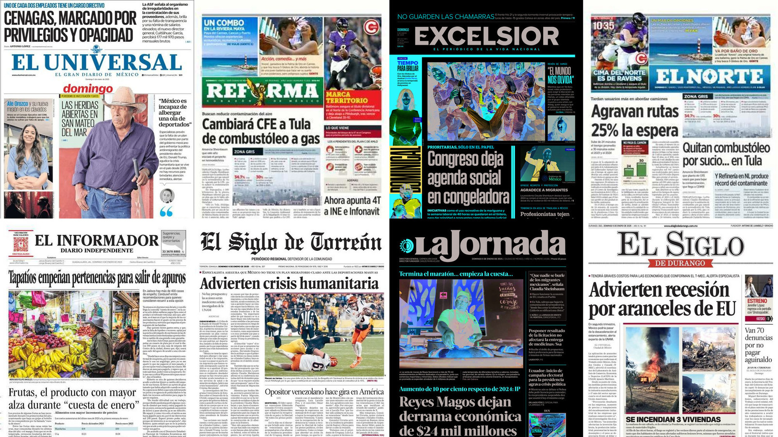 Portadas de periódicos impresos más importantes de México hoy