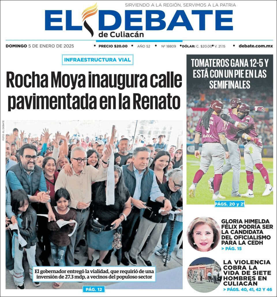 El Debate Culiacán, edición del domingo 05 de enero de 2025