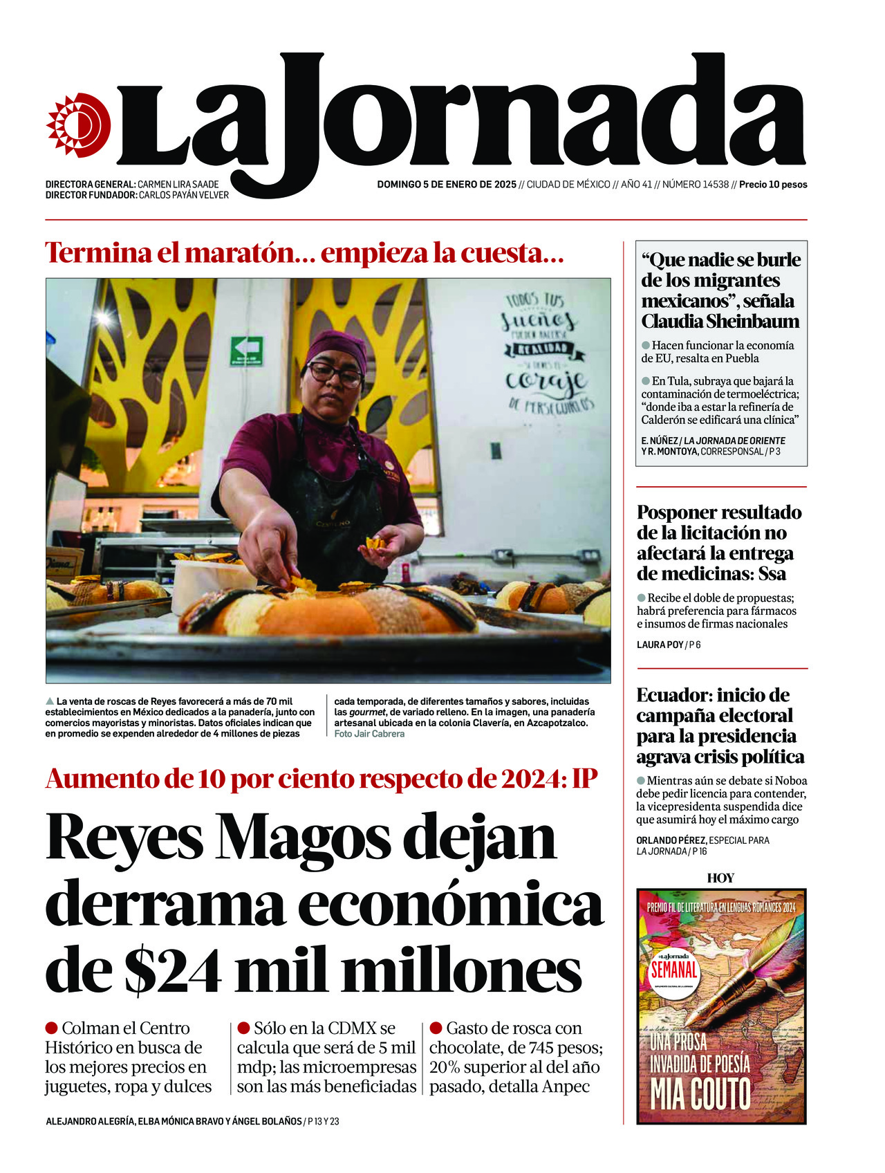 La Jornada, edición del domingo 05 de enero de 2025