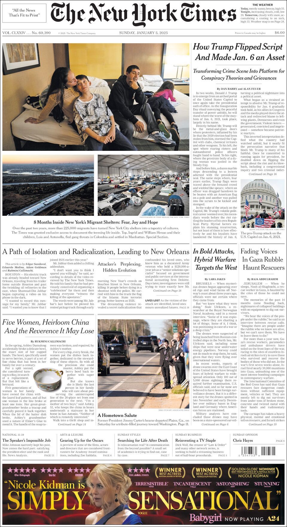 The New York Times, edición del domingo 05 de enero de 2025