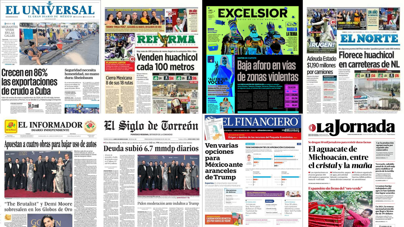 Portadas de periódicos impresos más importantes de México hoy