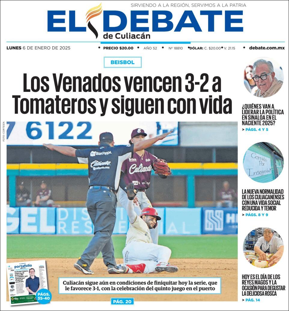 El Debate Culiacán, edición del lunes 06 de enero de 2025