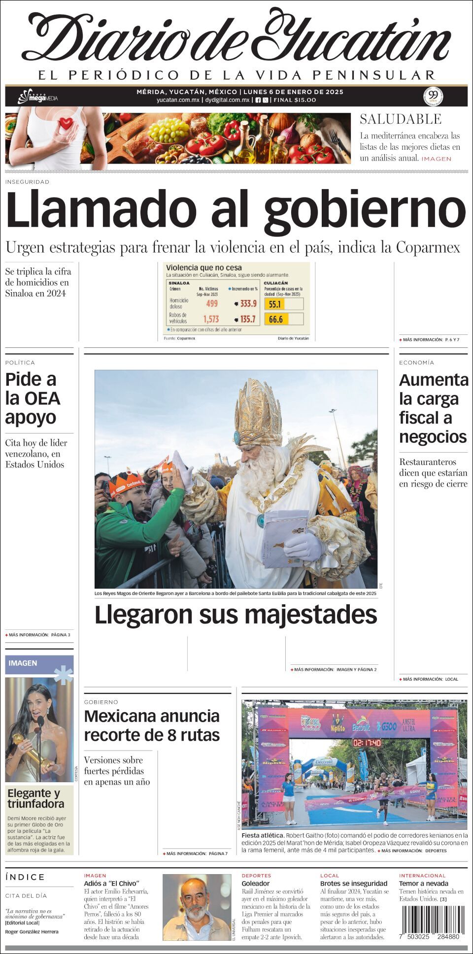 El Diario de Yucatán, edición del lunes 06 de enero de 2025