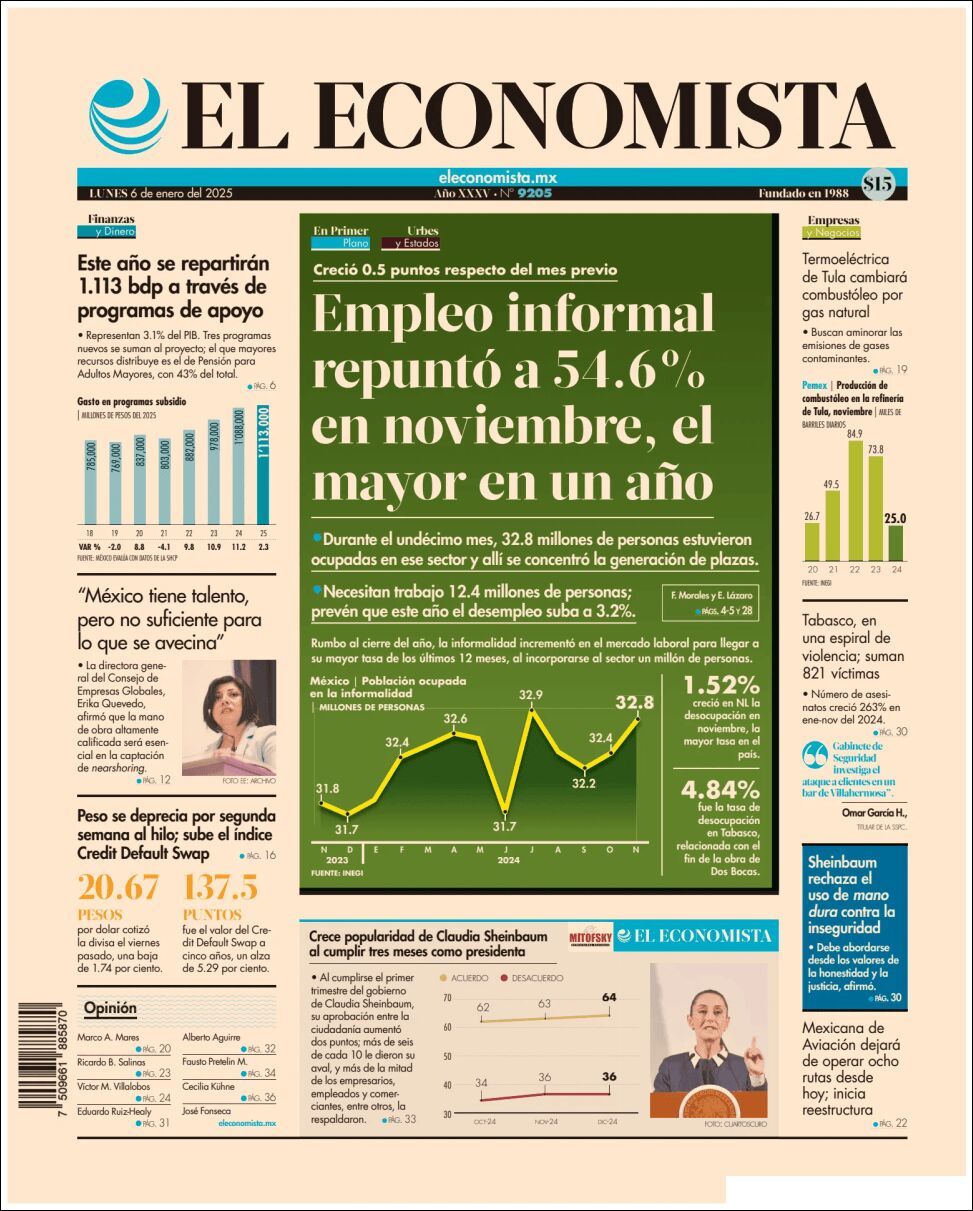 El Economista, edición del lunes 06 de enero de 2025