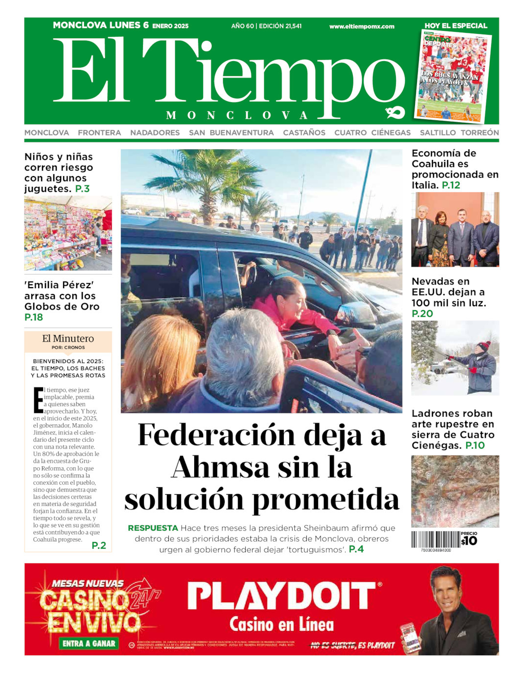 El Tiempo Monclova, edición del lunes 06 de enero de 2025