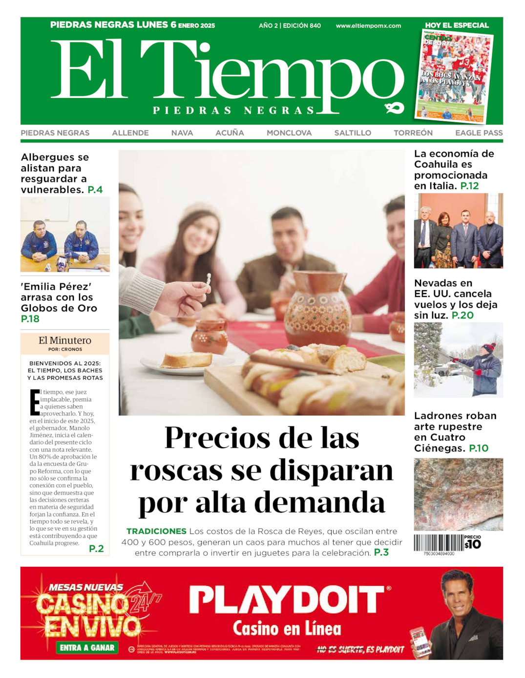 El Tiempo Piedras Negras, edición del lunes 06 de enero de 2025