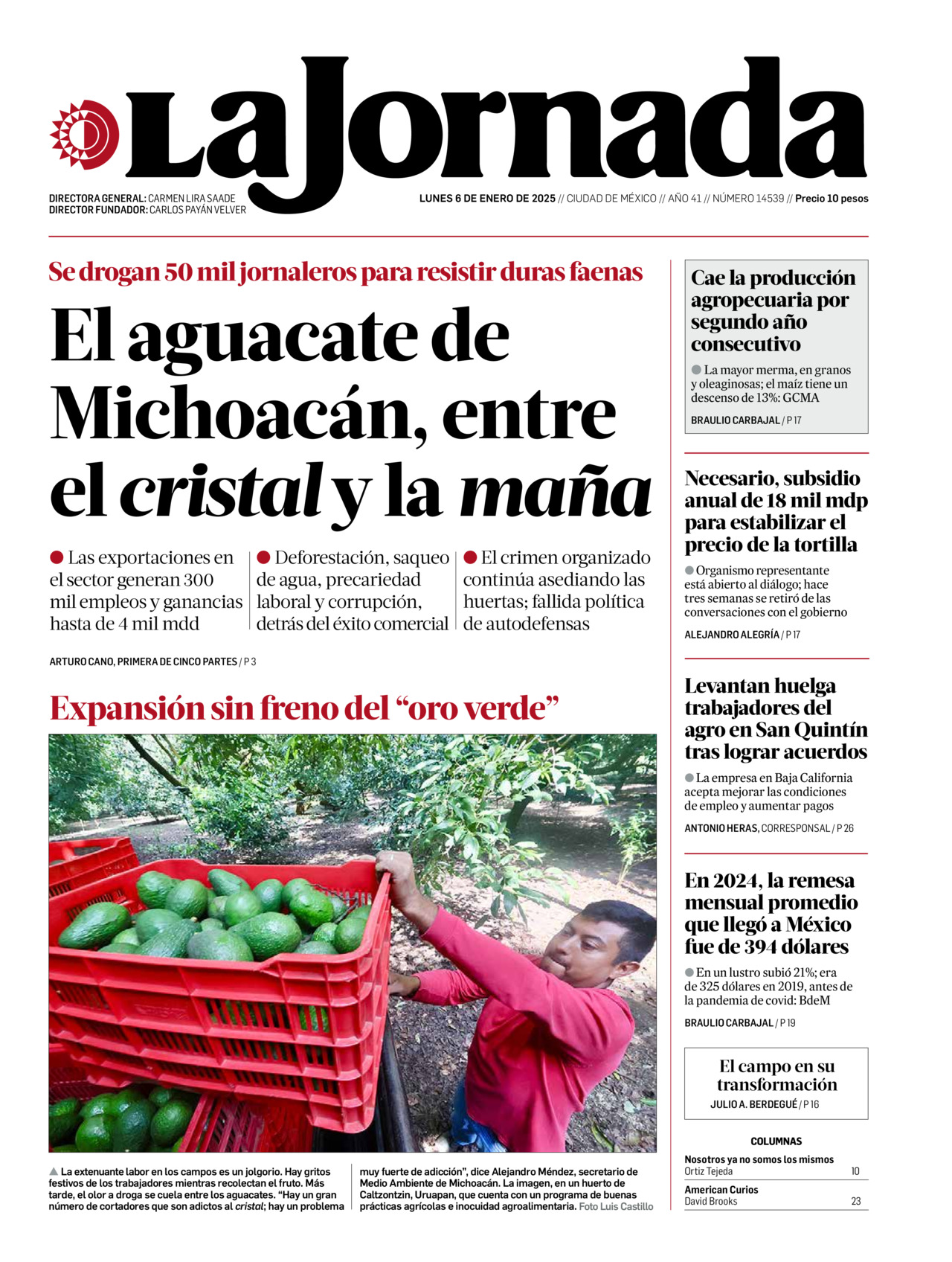 La Jornada, edición del lunes 06 de enero de 2025