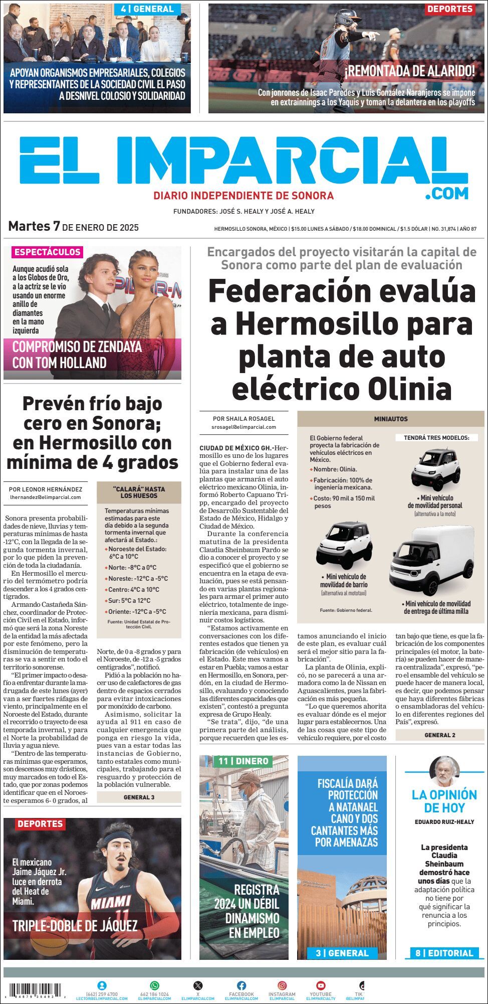 El Imparcial, edición del martes 07 de enero de 2025