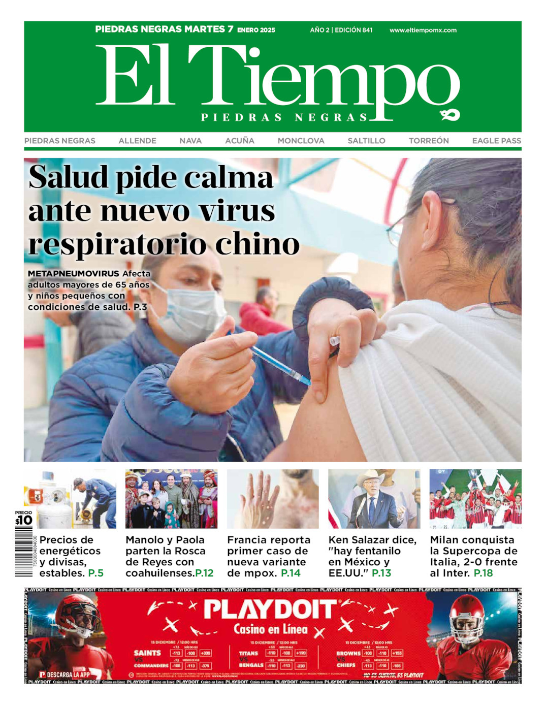 El Tiempo Piedras Negras, edición del martes 07 de enero de 2025