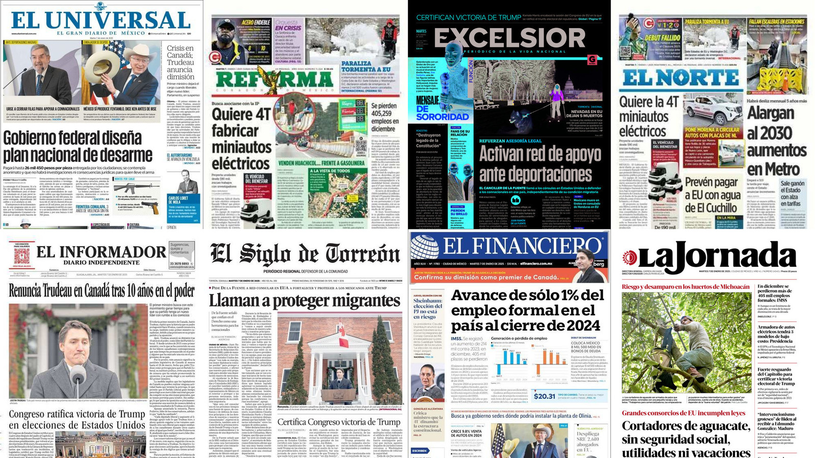 Portadas de periódicos impresos más importantes de México hoy