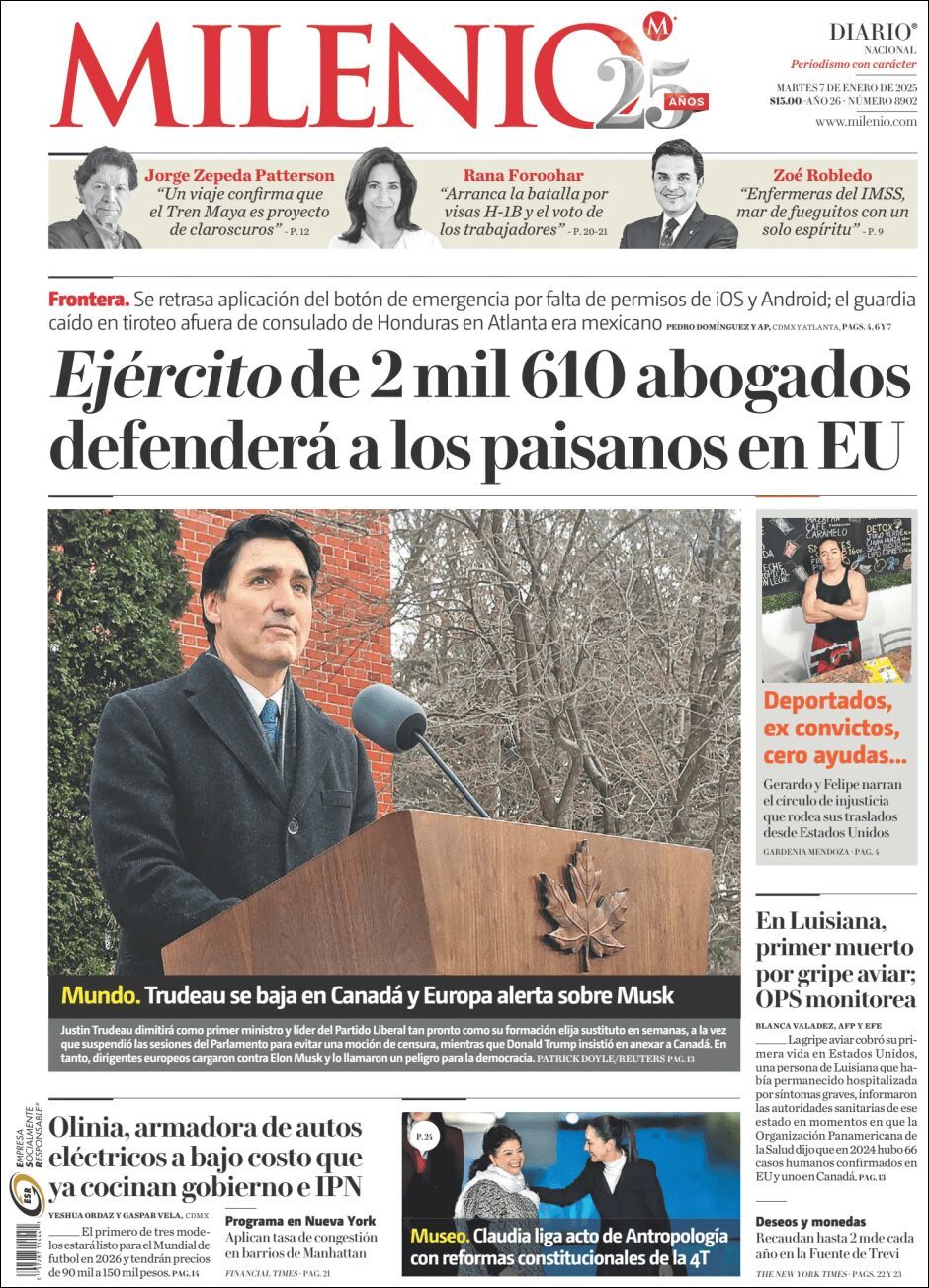 Milenio, edición del martes 07 de enero de 2025