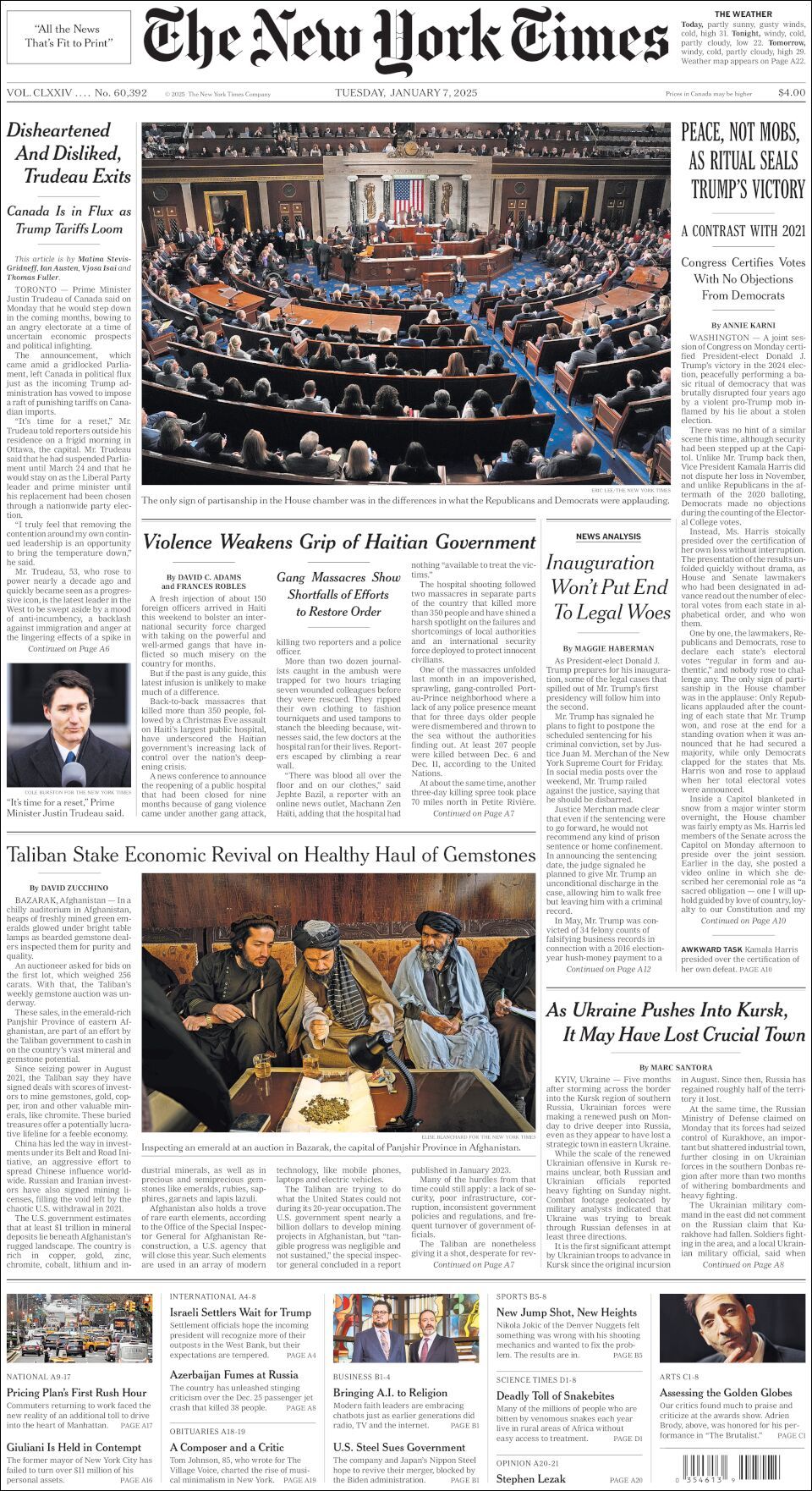 The New York Times, edición del martes 07 de enero de 2025