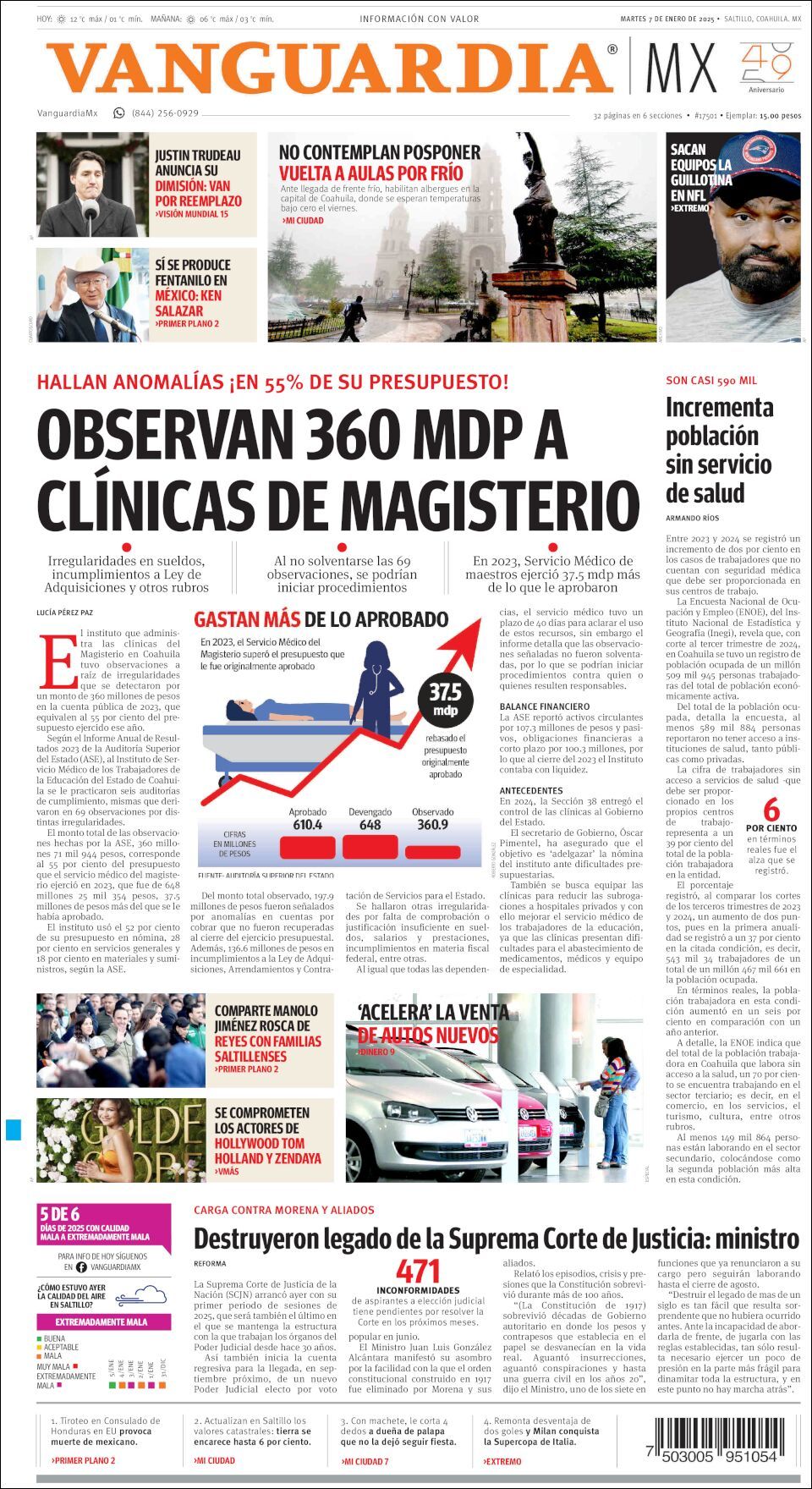 Vanguardia, edición del martes 07 de enero de 2025