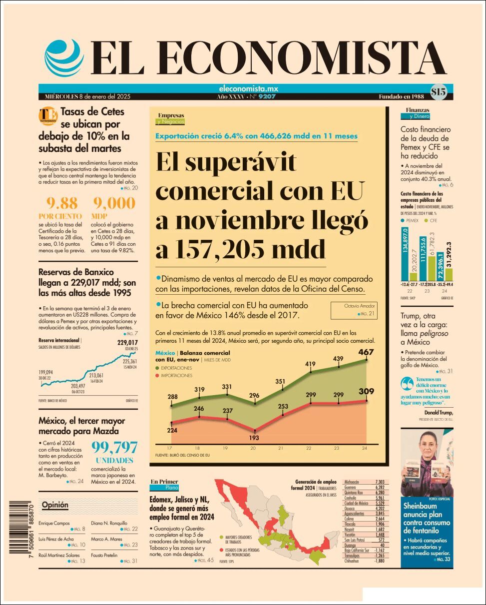 El Economista, edición del miércoles 08 de enero de 2025