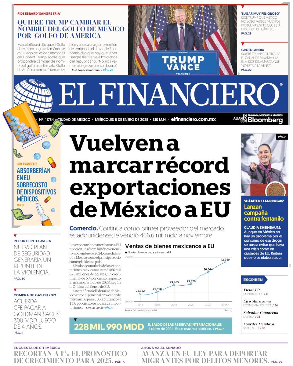 El Financiero, edición del miércoles 08 de enero de 2025