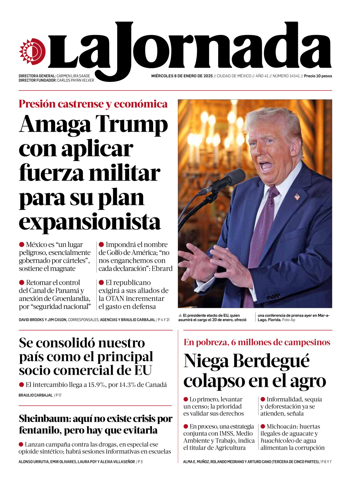 La Jornada, edición del miércoles 08 de enero de 2025