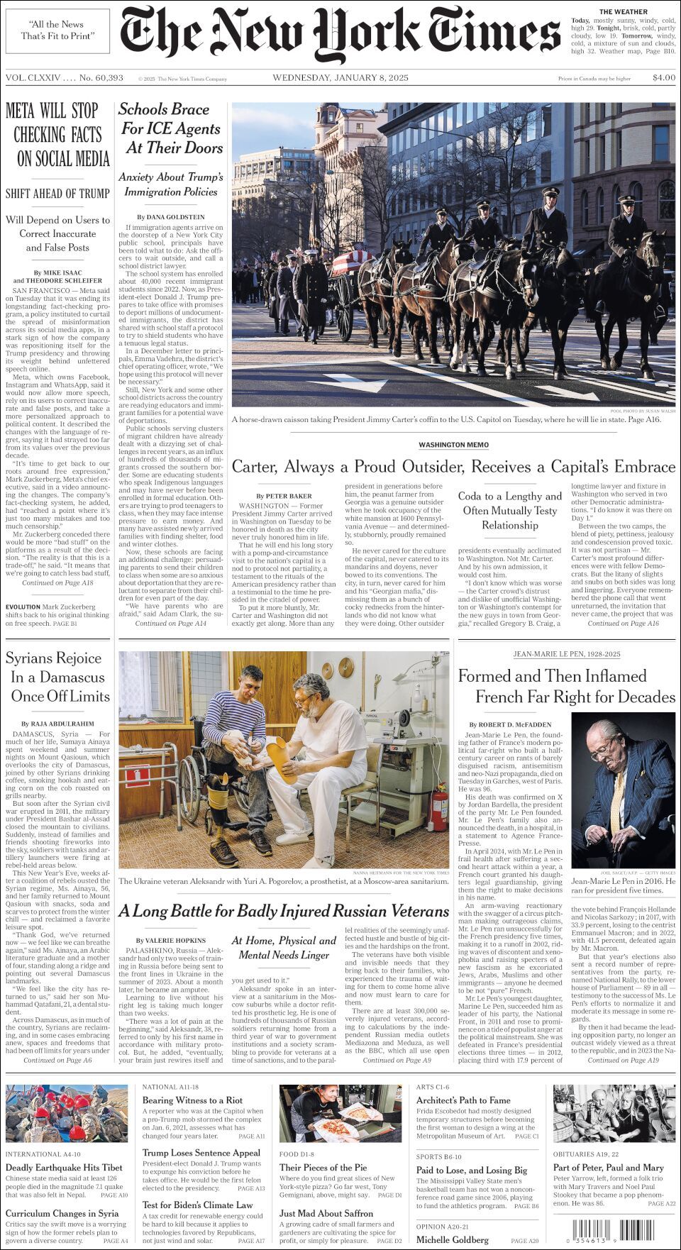 The New York Times, edición del miércoles 08 de enero de 2025