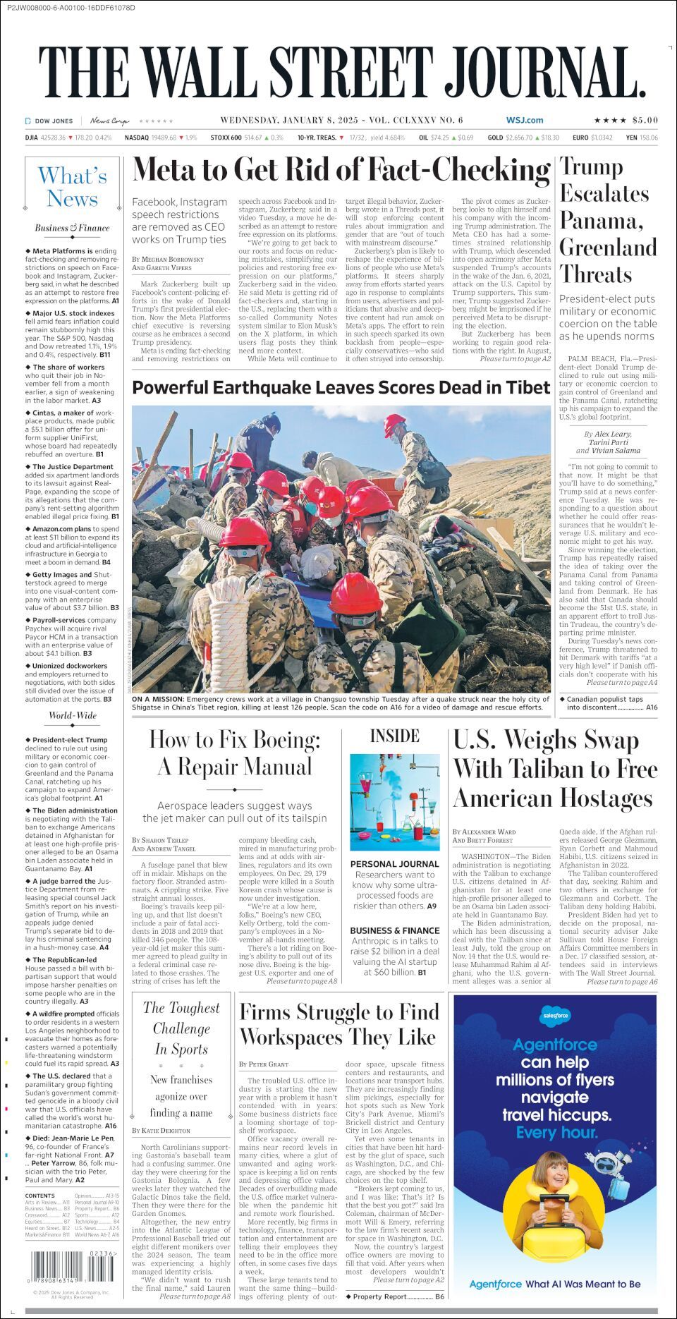 The Wall Street Journal, edición del miércoles 08 de enero de 2025