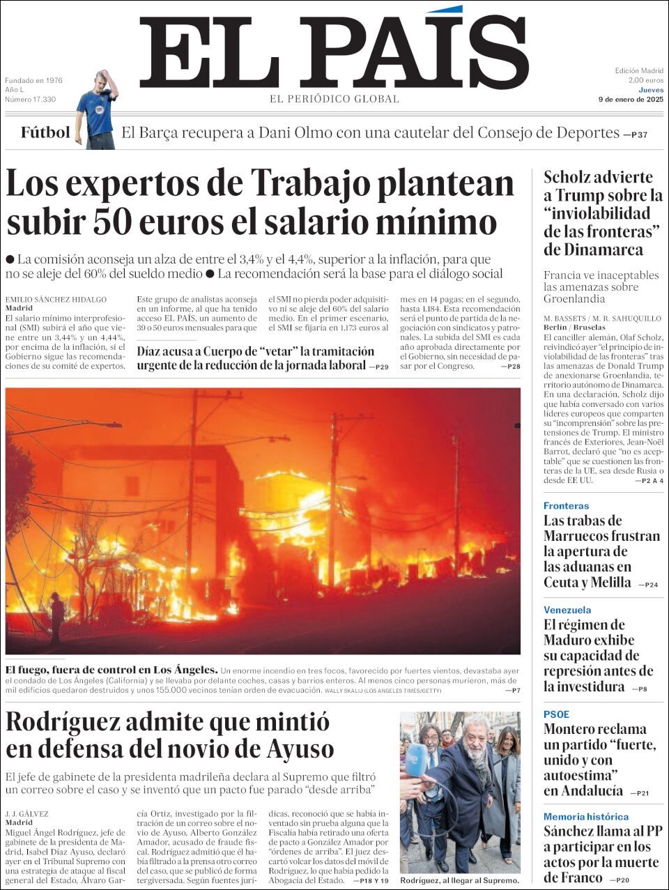 El País, edición del jueves 09 de enero de 2025