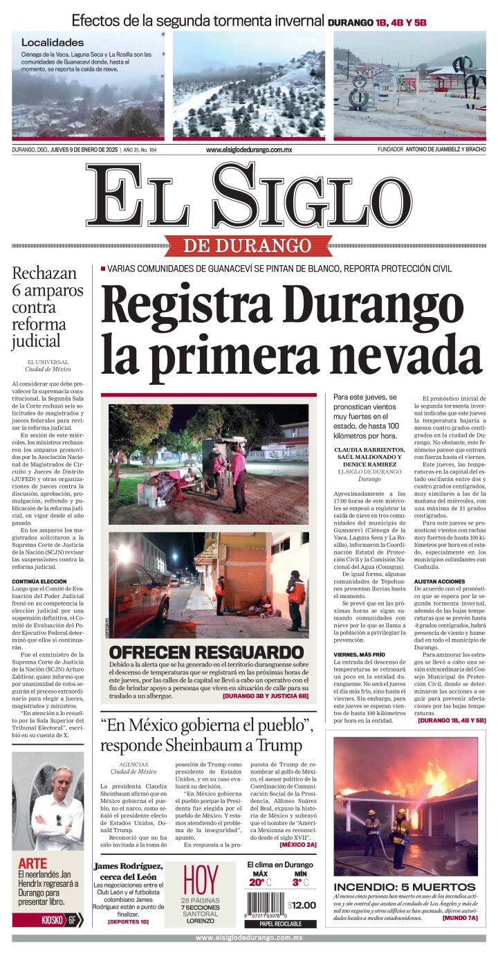 El Siglo de Durango, edición del jueves 09 de enero de 2025