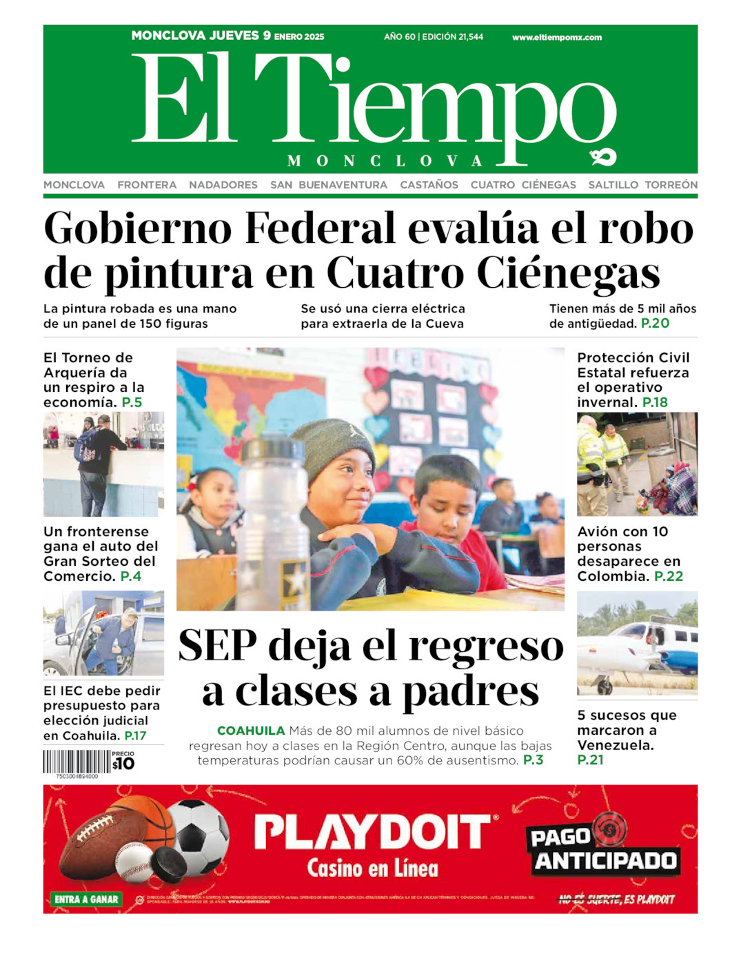 El Tiempo Monclova, edición del jueves 09 de enero de 2025