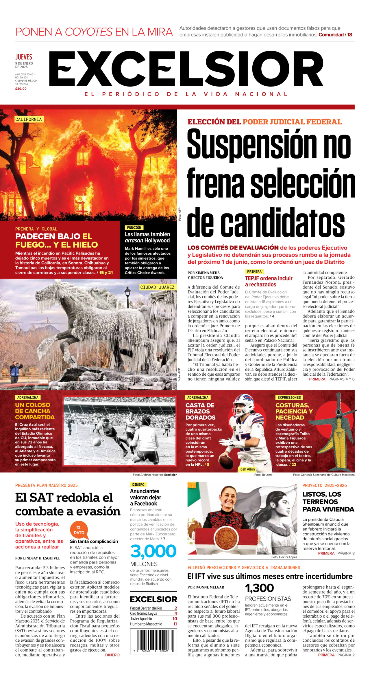 Excelsior, edición del jueves 09 de enero de 2025