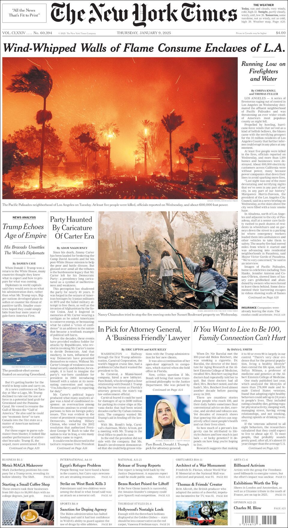 The New York Times, edición del jueves 09 de enero de 2025