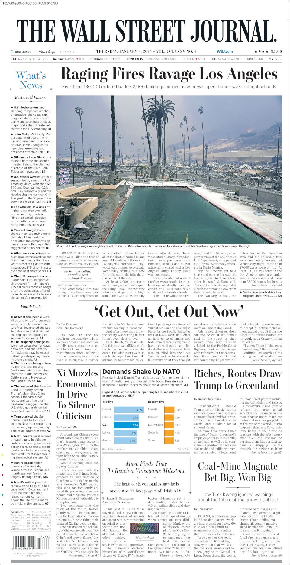 The Wall Street Journal, edición del jueves 09 de enero de 2025