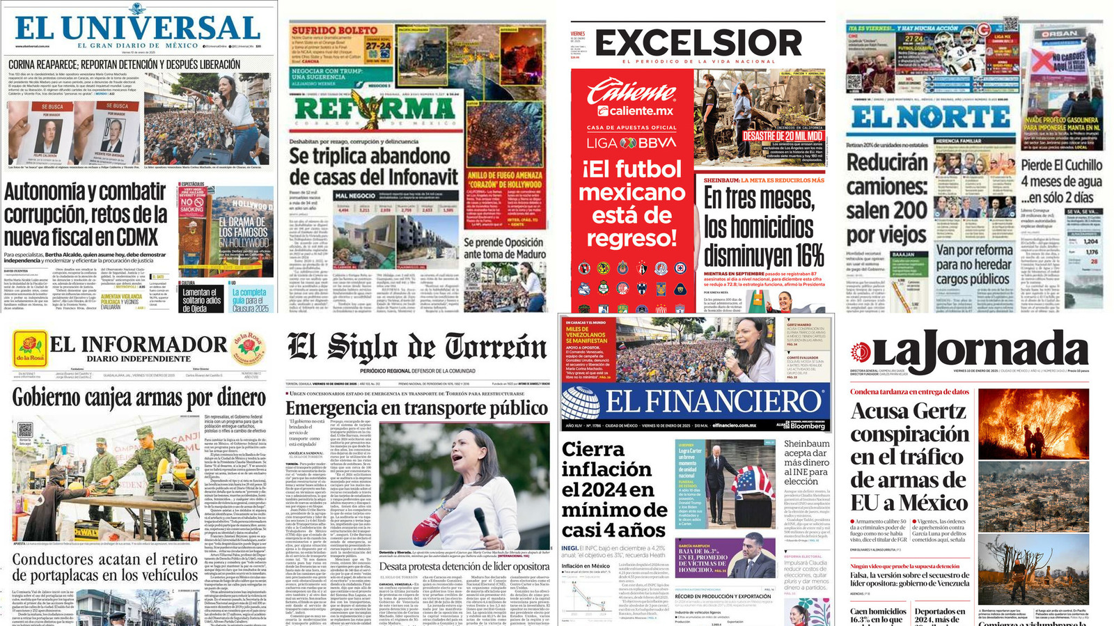 Portadas de periódicos impresos más importantes de México hoy