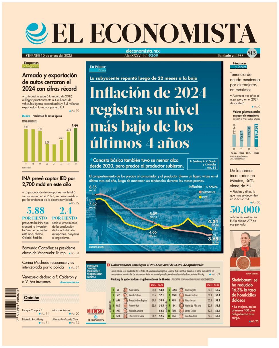 El Economista, edición del viernes 10 de enero de 2025