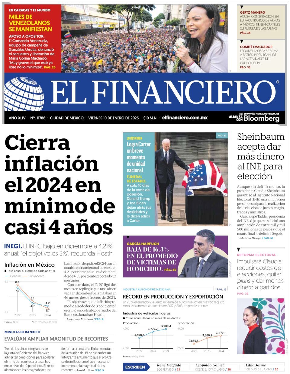 El Financiero, edición del viernes 10 de enero de 2025