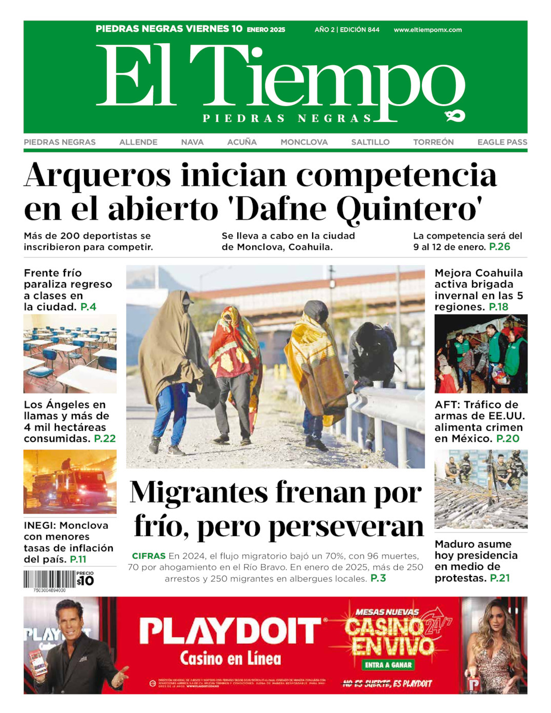 El Tiempo Piedras Negras, edición del viernes 10 de enero de 2025