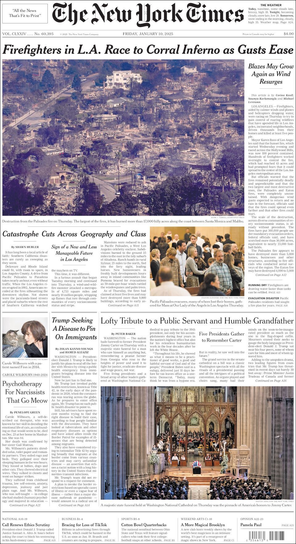 The New York Times, edición del viernes 10 de enero de 2025