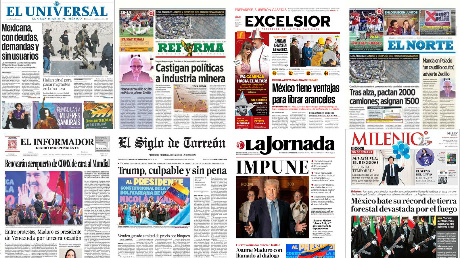 Portadas de periódicos impresos más importantes de México hoy