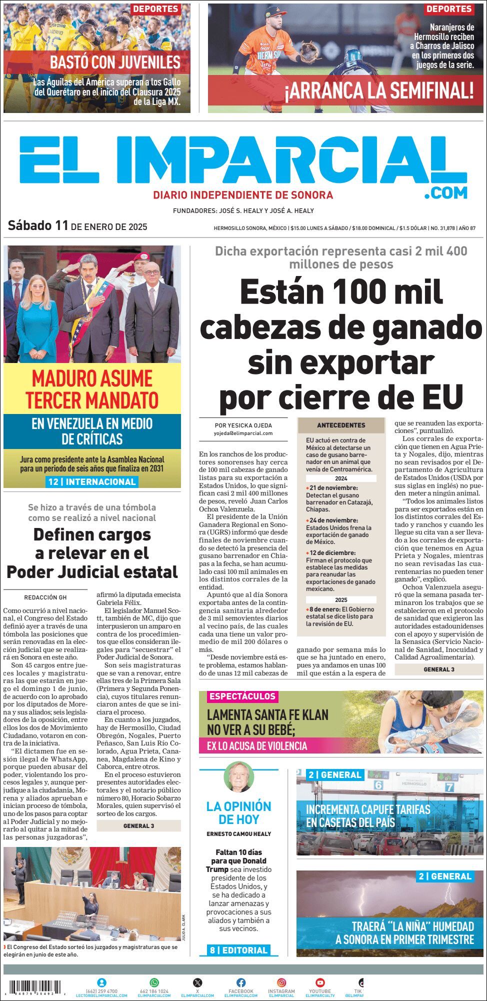 El Imparcial, edición del sábado 11 de enero de 2025