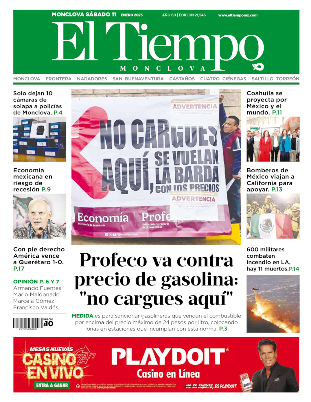 El Tiempo Monclova, edición del sábado 11 de enero de 2025