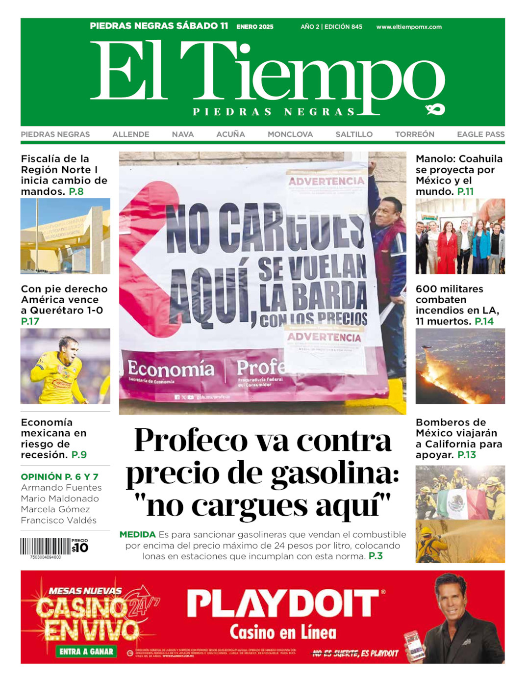 El Tiempo Piedras Negras, edición del sábado 11 de enero de 2025