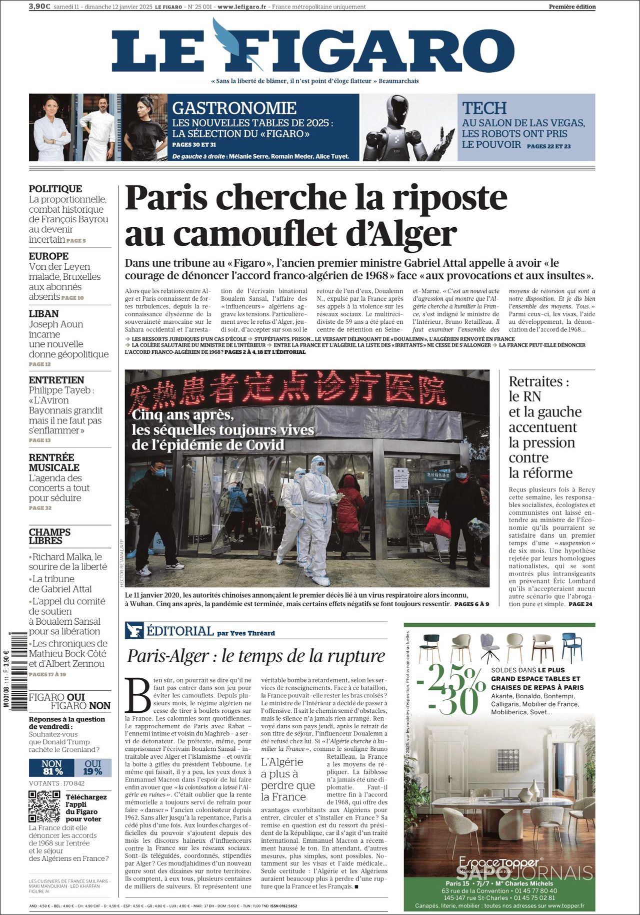 Le Figaro, edición del sábado 11 de enero de 2025