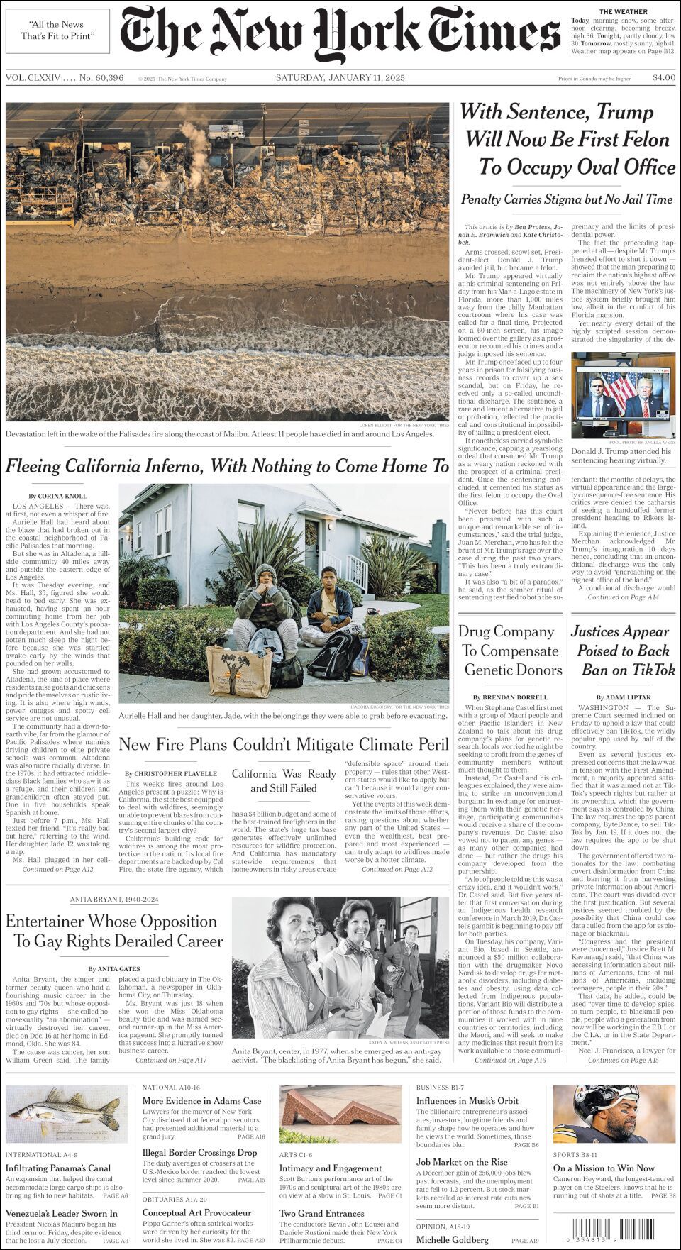 The New York Times, edición del sábado 11 de enero de 2025