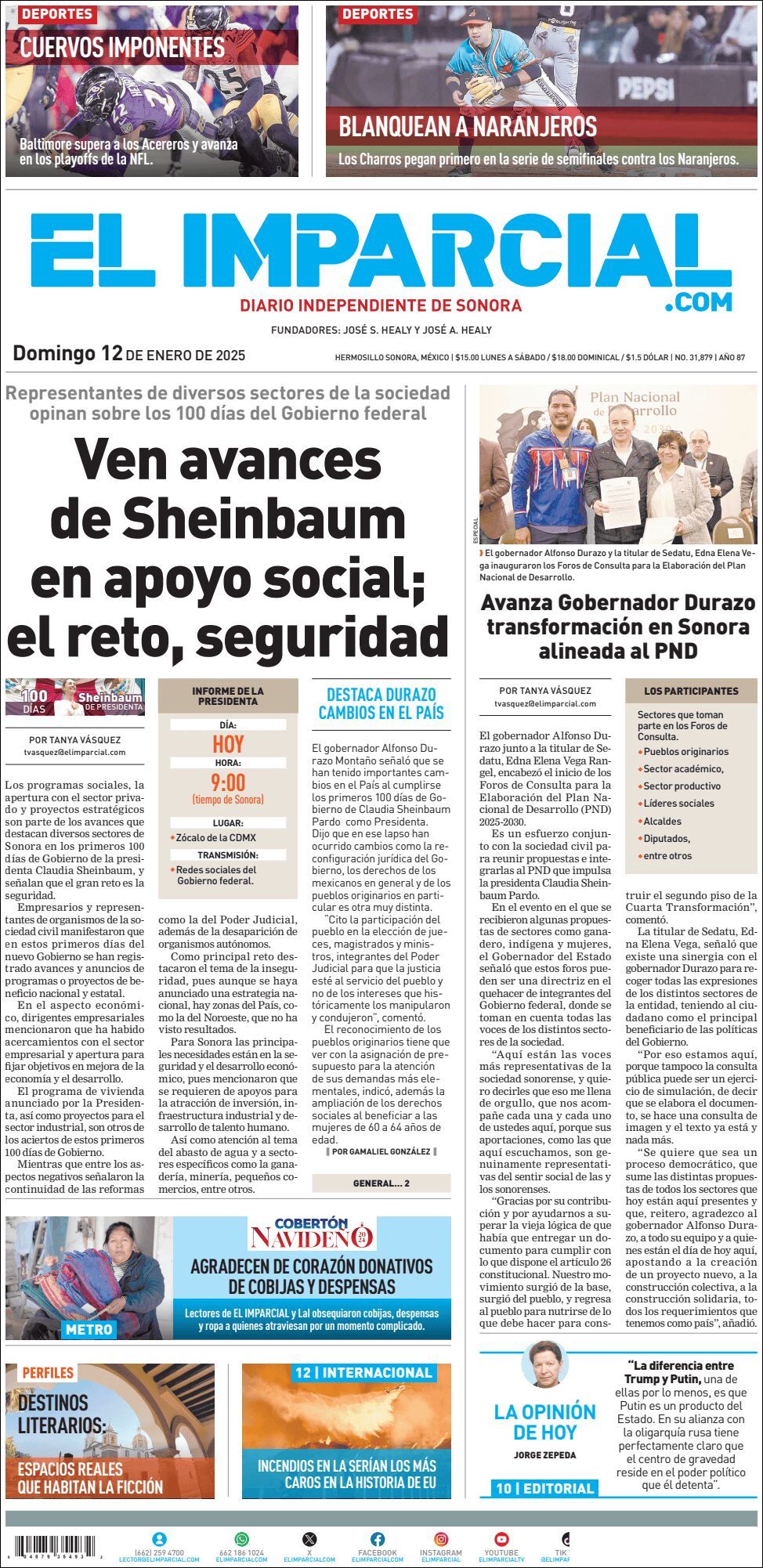 El Imparcial, edición del domingo 12 de enero de 2025