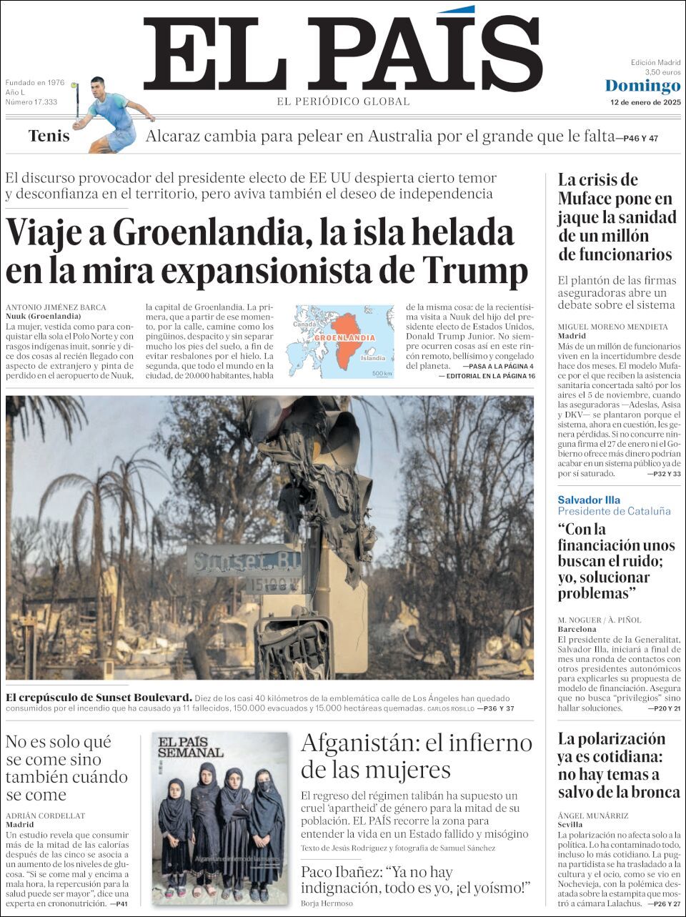 El País, edición del domingo 12 de enero de 2025