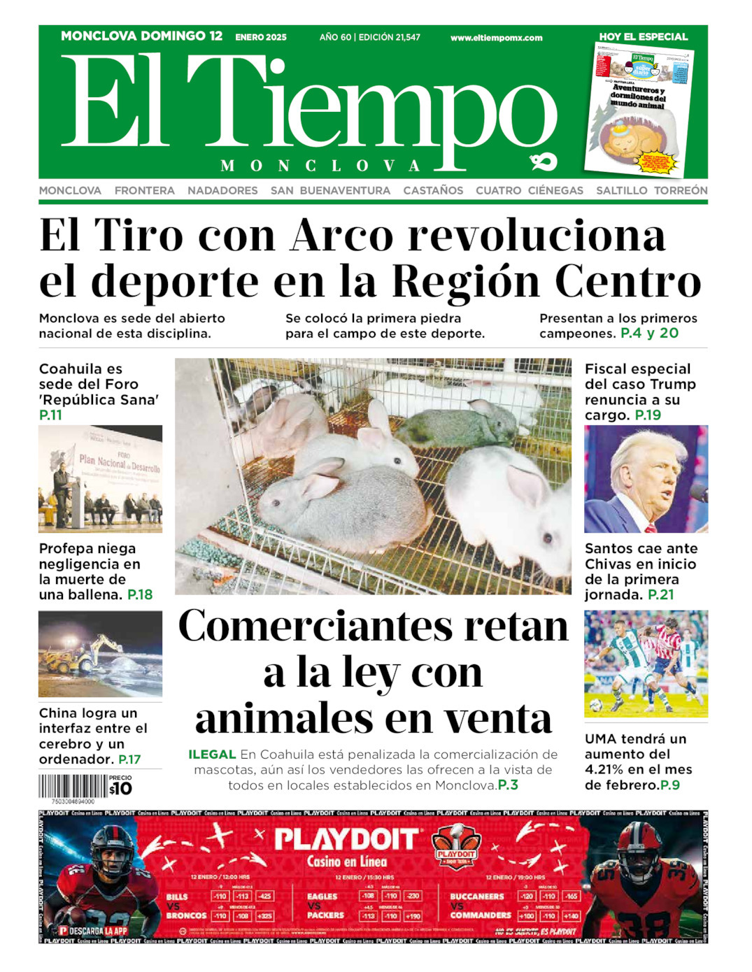 El Tiempo Monclova, edición del domingo 12 de enero de 2025