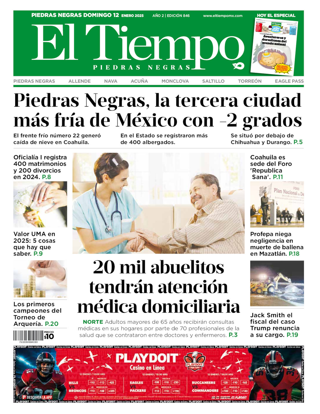 El Tiempo Piedras Negras, edición del domingo 12 de enero de 2025