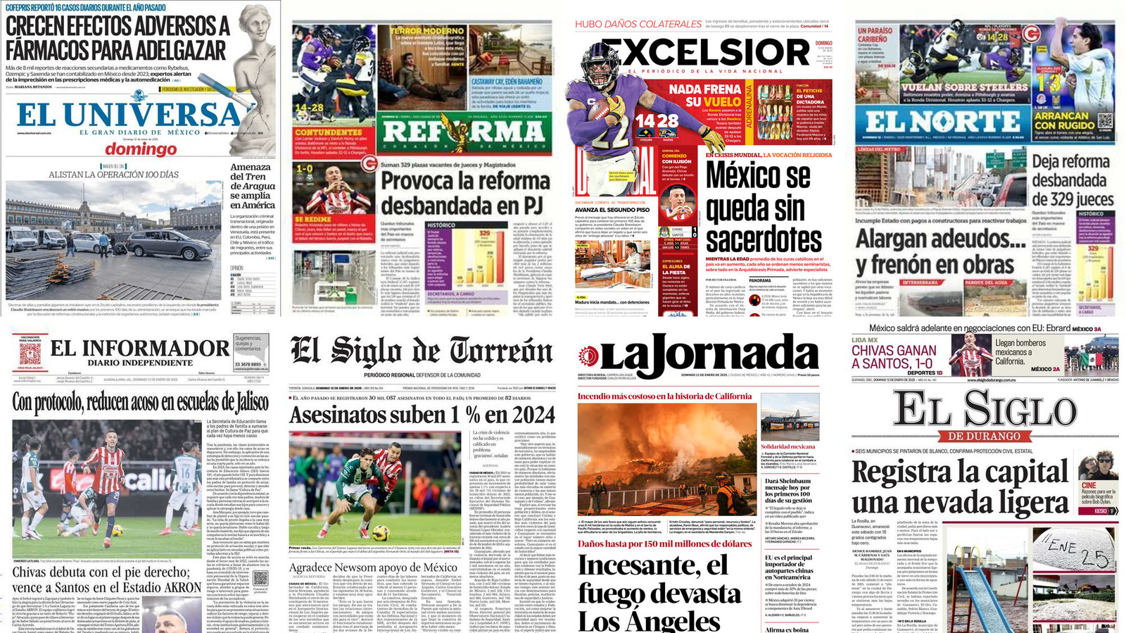 Portadas de periódicos impresos más importantes de México hoy